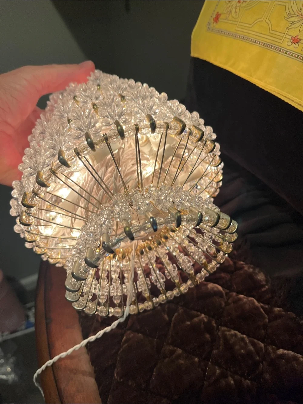 Crystal Bead Holiday String Light Tree - Clear Bead Accent